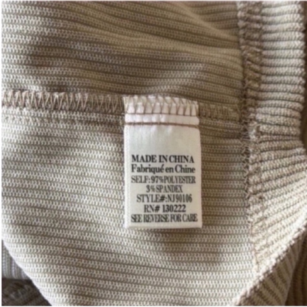 Cream and Tan Peplum Button Down Shirt - Picture 13 of 13